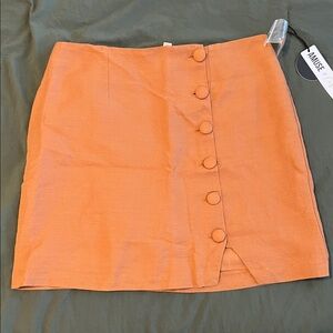Amuse Society Terracotta Button-Front Mini Skirt